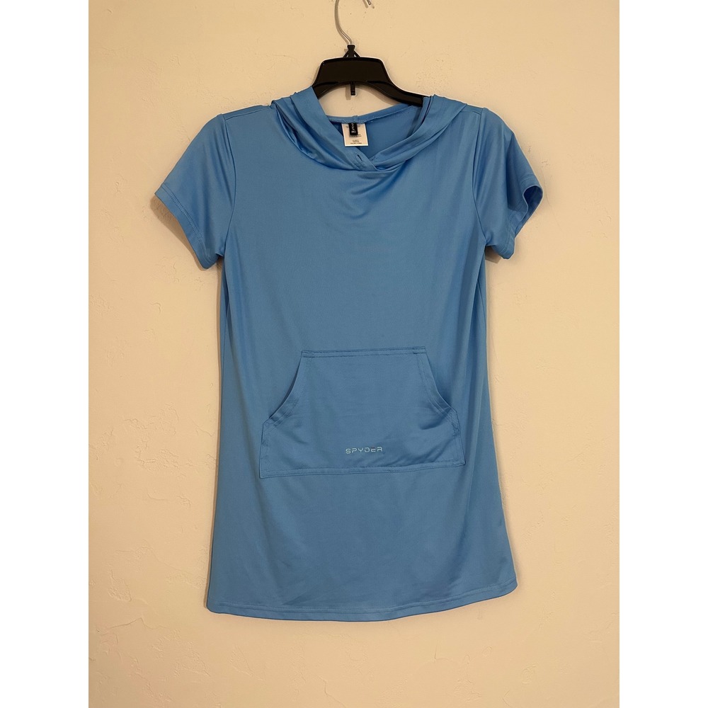 Spyder Kids Hooded Pocket Dress Blue Short Sleeve Casual Active Play‎ S (7/8)